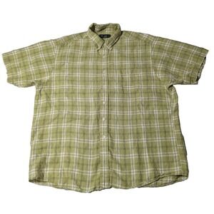 Brooks‎ Brothers IRISH LINEN Green Plaid Button-Up Shirt - Men XL